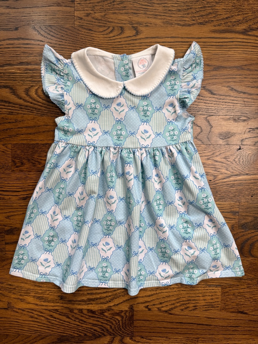 Cypress Row Girls Floral Blues Penelope Prep Peter Pan Collar Dress Size 3T